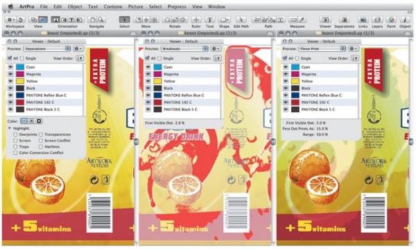 Слева — стандартный вид макета в графическом редакторе. Два варианта справа демонстрируют лишь малую часть из режимов просмотра ViewX