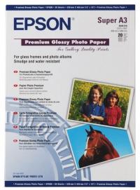 EPSON Бумага Premium Glossy Photo Paper, глянцевая, A3+ (329 x 483 мм), 255 г/кв.м (20 листов) (C13S041316)