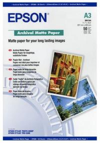 EPSON Archival Matte Paper, матовая, A3 (297 x 420 мм), 189 г/кв.м (50 листов) (C13S041344)