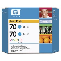 HP 70 2-pack 130-ml Cyan Ink Cartridges